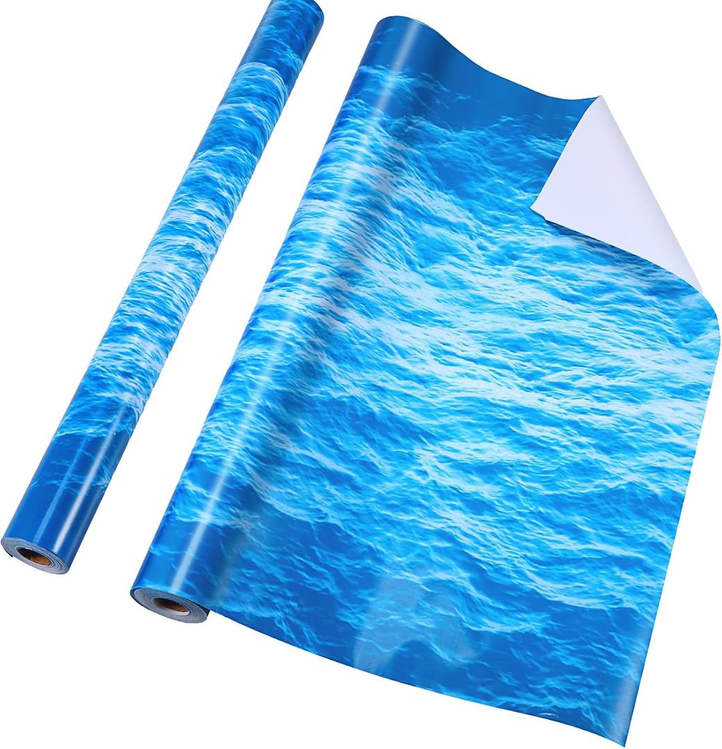 Tenceur Ocean Bulletin Board Paper 24 Inch x 100ft Sea Fade Resistant Wrapping Blue Paper Roll for Birthday Party Background Classroom Decor