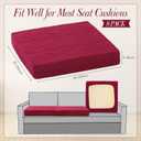 Newwiee 8Pcs Stretch Patio Cushion Covers Outdoor Cushion Covers for Patio Furniture Replacement Couch Sofa Slipcovers Jacquard Textured Soft Fabric Washable Furniture Protector(Red,Elegant)