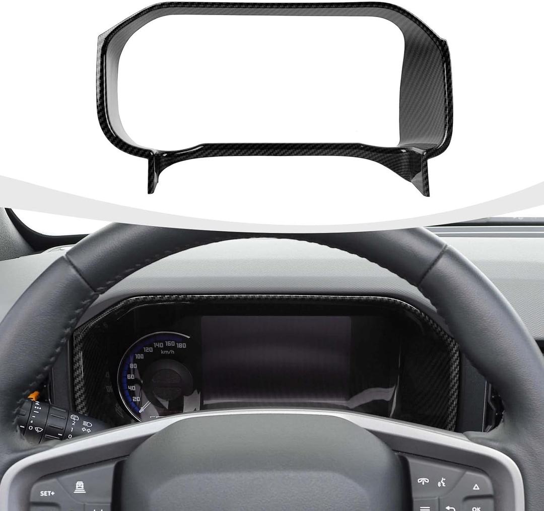RAZPOY for Bronco Dashboard Panel Trim, Center Control Dash Board Cover Compatible with 2021-2024 Ford Bronco Carbon Fiber Interior Accessories (Not for 2025 Bronco, Not for Sport)
