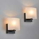 Hardwired Wall Sconces Set of 2, Modern Acrylic Shade Wall Light Fixture, Black Wall Mounted Lamp with Ceramic Lamp Holder, Classic E26 Bulb Walls Lighting for Hallway, Bedroom【No Bulb Included】