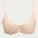 Unlined Bras for Women Balconette Bra Underwire No Padding Smooth Scoop Neck (Pink)