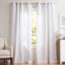 EXCLUSIVE HOME Loha Linen Grommet Top Curtain Panel Pair, 54"x108", Winter White
