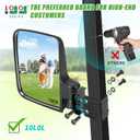 10L0L Golf Cart Mirror No Drilling Side Mirrors Universal for Yamaha, Club Car, EZGO, Folding Side Rear View Mirrors Adjustable 180 Degree HD Glass, Wide