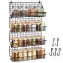 X-cosrack Upgraded Spice Rack Organizer - Wall Mounted Large 4-Tier Stackable Spice Storage with 5 Hooks, Holds 80 Jars, for Kitchen Pantry Organization (Patent:D909138S)