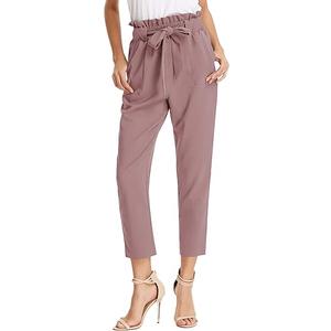 GRACE KARIN Women's Cropped Paper Bag Waist Pants with Pockets size M