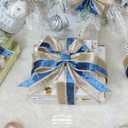 Navy Blue Velvet Wired Christmas Ribbon 2.5 Inch Blue and Gold Holiday Ribbon  10-Yards Roll for Tree Decorations, Gift Wrapping, Wreaths, and DIY Crafts