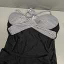 Womens Tankini Swimsuits with Shorts - Two Piece Tummy Control Bathing Suits Top with Two Pockets Swim Bottom (Black, S)
