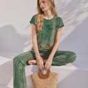 Ekouaer Two Piece Sets for Women Summer Soft Casual Cap Sleeve Lounge Sets Travel Vacation Airport Outfits (Green, XL)