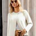 GRACE KARIN Womens Cropped Knit Sweater Blazer, Oversized Open Front Jackets 2026 Spring, Laple Cardigans Dressy Casual (White)