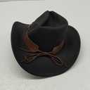Jastore Kids Western Hats Boys Girls Cowboy Felt Hat Jazz Fedora Cowgirl Hats with Belt Buckle (6-12 Years, Black)