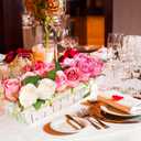 2 Pieces Acrylic Flower Vase Rectangular - Clear Floral Centerpiece for Dining Table Each 14 Inches, Connect to Form 28 Inches Long Rectangle Acrylic Vase for Home Wedding Dining Table Decor