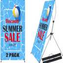 2 Pack X Frame Banner Stand Adjustable Size 23"X 63" to 32"X 78" with Portable Retractable Carrying Bag, Customize Banner Stand for Trade, Show Exhibition Market and Store Display