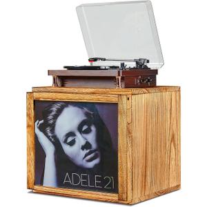 DGWJSU Solid Wood Vinyl Record Storage Box Holds Up To 120 Records, Record Storage Display Window (7″/10″/12″), For Music Corners, Display Collections, Vinyl Storage, Home Theaters, Living Rooms
