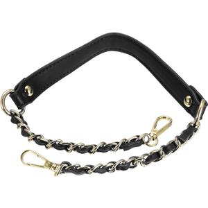 UXcell Leather Iron Flat Chain Strap, 24" 2Pcs Handbag Chains Purse Handles, Black Gold
