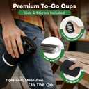 16 oz Disposable Coffee Cups with Lids 50 Pack, Compostable Paper Cups with Lids and Straws, 3-Layer Insulated Corrugated To Go Cups for Hot & Cold Drinks, Home Office Travel (Black)
