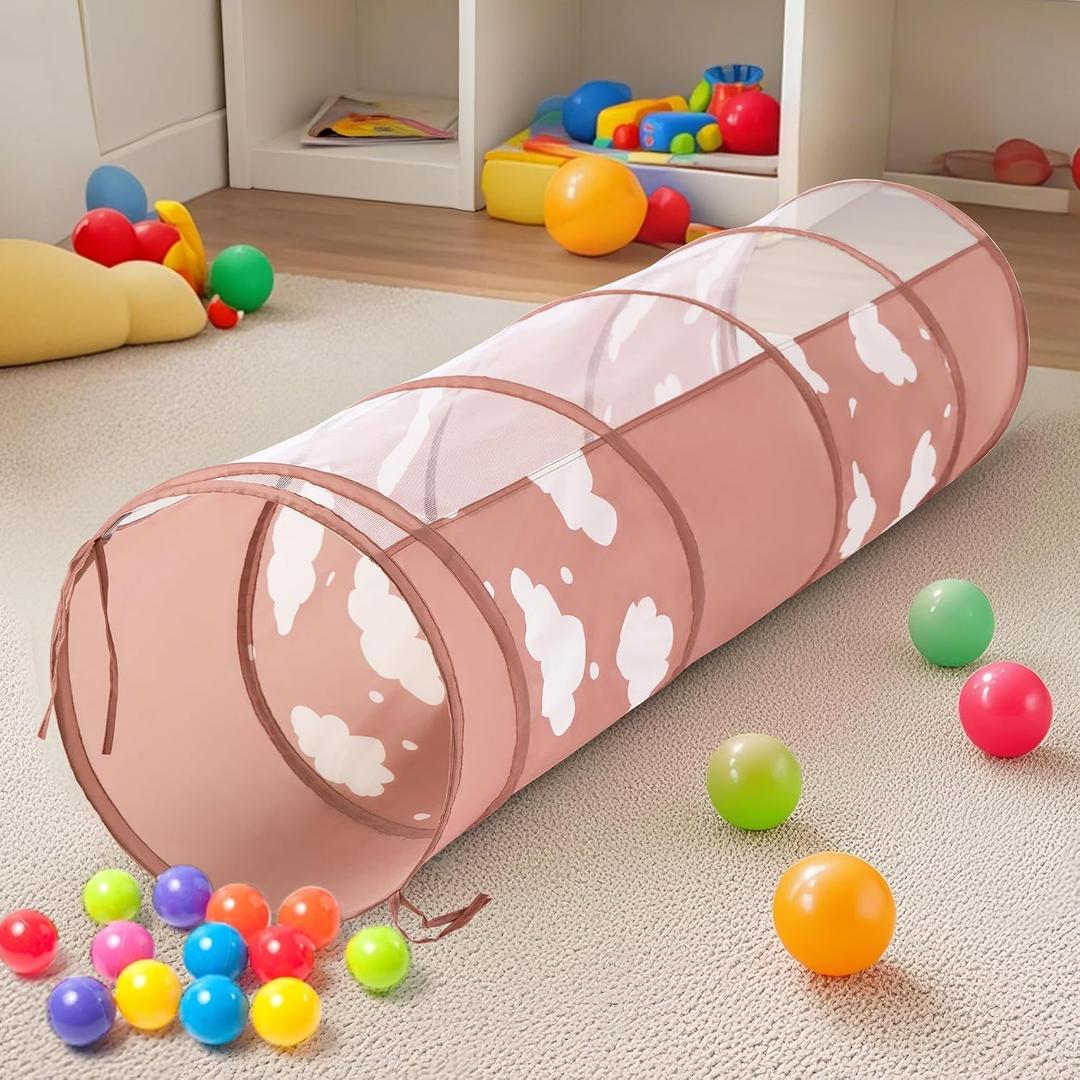 Eterish Kids Play Tunnel Toys for Toddlers, Pop Up Tents for Kids or Pets, Gift for Boy and Girl Play Tunnel Indoor and OutdoorApricot Clouds
