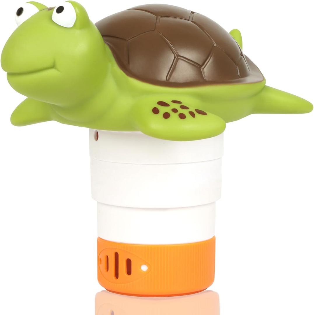 Mini Floating Chlorine Dispenser Holder Fits 1 Inch Chemical Tablets ONLY,Pool Chlorine Floater for Spa, Hot Tub and Small Pools (Turtle)