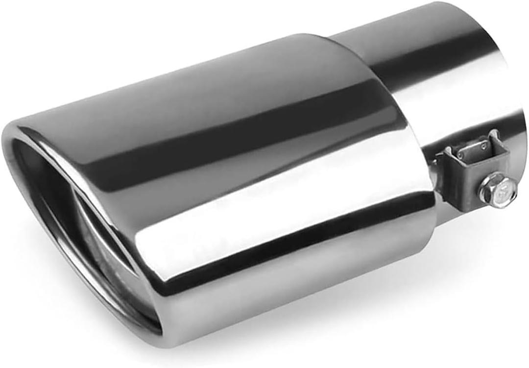 1 PC Stainless Steel Car Exhaust Tip, Blue Burnt 2.5" to 3.3" Exhaust Pipe, Fluid Dynamics Exhaust Tail Pipe Tips, Weld-On Muffler Tip with Chrome Finish, Universal Fit for Most Cars (Silver)
