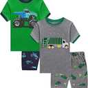 Benaive Boys Summer Pajamas 4 Pieces Cotton Kids PJs Shorts Sleepwear Size 4