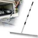 Heavy-Duty Large Floor Squeegee for Concrete, 33.4" Commercial Silicone Blade Squeegee for Floor with 63" Stainless Handle, Anti-Splash Curved Baffle for Garage, Factory, and Tough Cleaning Jobs