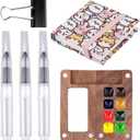 Mini Paint Palette Set, Portable Sketchbook Palette Set 8 Grids Mini Travel Paint Palette with Watercolor Notebook Art Painting Sketchbook Pens Clip for Watercolor Gouache Acrylic Painting (Cute Bear)