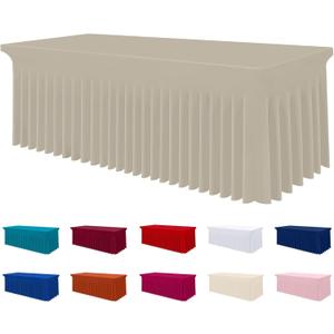Smiry Spandex Tablecloth, Elastic Fitted Stretch Tablecloth for 6FT Rectangle Tables, Waterproof Washable Table Cover Skirt for Outdoor, Wedding, Banquet & Parties (Taupe, 72Lx30Wx30H Inch)