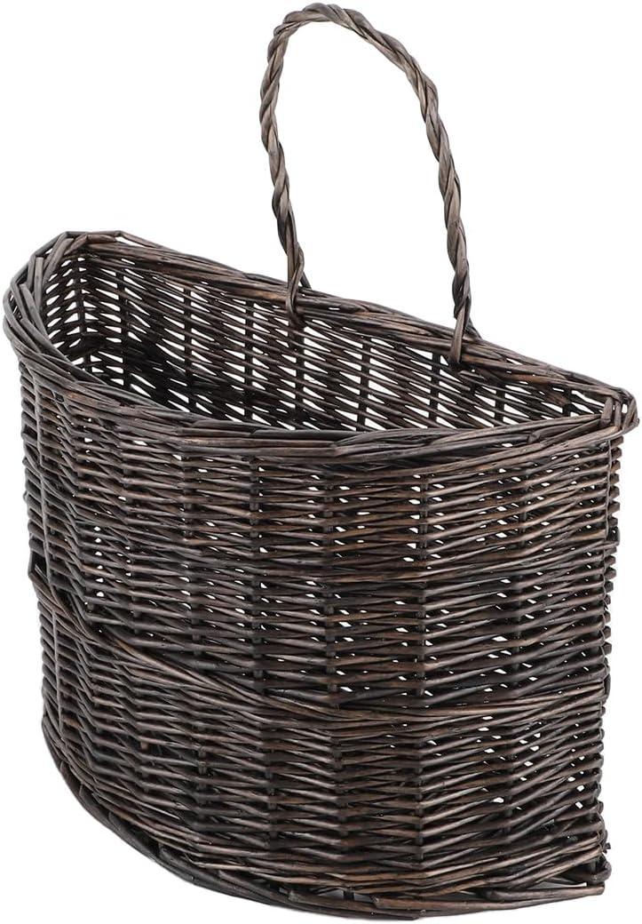 Wicker Wall Hanging Basket, Woven Plants Flowers Basket for Porch Garden Farmhouse Kitchen (Sector) (Brown)