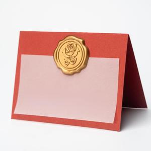 Parvigo 25 Pack Name Cards for Table Setting, Place Cards with Antique Gold Rose Wax Seal Sticker for Wedding, Table Tent Card Stock Handmade Decor for Party, Dinner, Home (Pearlized Wine Red)