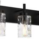 BONLICHT Vanity Light Fixtures 3 Light Modern Wall Sconces Lighting Black Bathroom Lights Wall Mounted with Hammered Glass Shade,Farmhouse Wall Light for Mirror Cabinets, Powder Room, Dressing Table