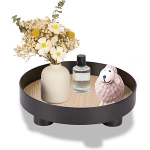 Black Round Modern Decorative Tray Coffee Table Trays Round Bathroom Vanity Trays Home Decor Gift for Women Mom Girls
