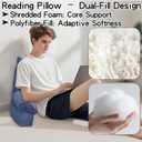 RRPAHWTV Reading Pillow for Bed with High Arm Rests,Back Support Pillow for Sitting Up in Bed with Shredded Memory Foam for Reading, TV, Gaming or Relaxing on FloorDark Blue, Small
