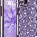 FABSPARK Case for iPhone 14,Glitter Crystal Diamond Rhinestones Sequin Shiny Bling Sparkly Glossy Luxury Electroplated Case,Aesthetic Cute Full Protection for iPhone 14,Purple