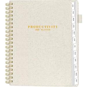 SUNEE 2026 Planner 8.5" x 11"  Dated Productivity Planner for Time Management - Daily,Weekly & Monthly Planner to Achieve Goals - Planner 2026 dated from January 2026  December 2026,Beige