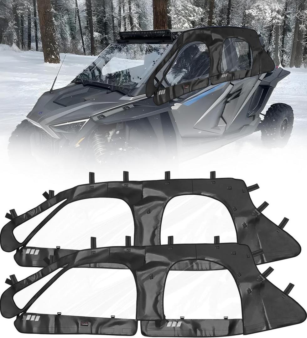 StarknightMT Soft Upper Door, Soft Cab Enclosure Windproof Soft Upper Windows Compatible with Polaris RZR PRO XP 4 2020-2024 RZR Turbo R 4 2022-2024 Waterproof Soft Cab Replace OEM #2884665