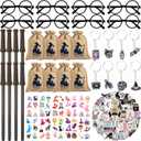 92pcs Wizard Party Favors for Kids Girls with Glasses Frames, Wand Pencils, Stickers, Tattoos, Keychains & Gift Bags Birthday Goodie Bag Fillers, Classroom Rewards & Party Supplies
