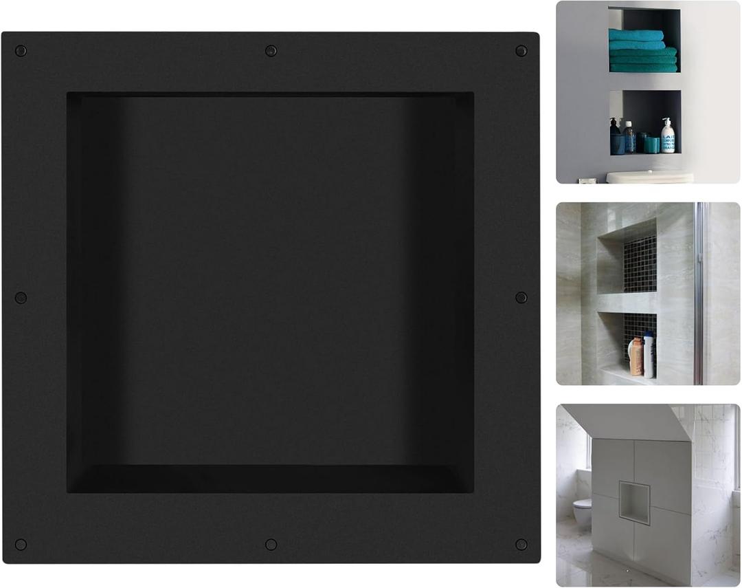 Suteck 16" x 16" Shower Niche Ready for Tile,Single Shelf Square Niches, Niche for Showers Bathroom Storage, Recessed Wall Box