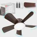 OKYUK Ceiling Fans with Lights,17in Small Ceiling Fan ceiling fans with and remote, with 6-Speeds, definite time, Dimmable LED, E26/E27 Base, for Bedroom, Kitchen, Living Room,Garage Fan (Brown)