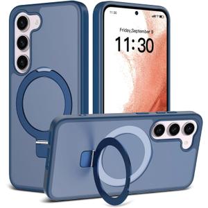 Magnetic for Samsung Galaxy S23 Case, 6.1", Compatible with MagSafe, Rugged Kickstand, Not-Yellowing Military-Grade Protection, Matte Blue