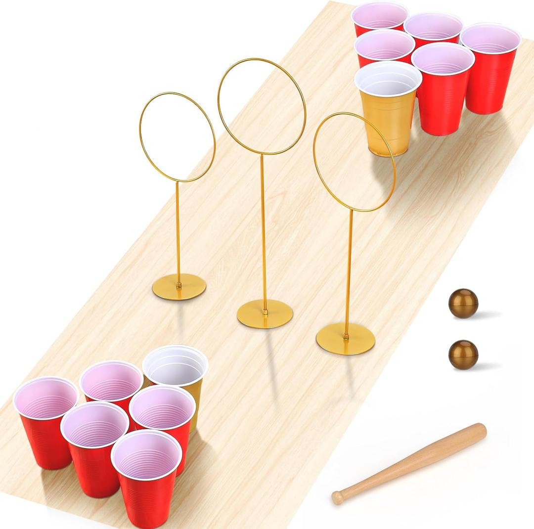 Party Beverage Pong Game Set with 3 PCS Large Goal Posts for Indoor Outdoor Party Cup Pong Throwing Game for Wizard Theme Party House Parties Birthdays Beach Wedding