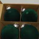 4 PCS Green Velvet Christmas Balls Ornaments Christmas Tree Decorations 3.9 Inch Flocked Christmas Hanging Balls for Xmas Decorative Hanging Ornaments Holiday Party Family Gathering (Dark Green)