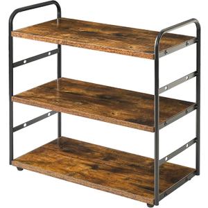 IBUYKE 3-Tier Bathroom Counter Organizer, Tray Countertop Storage Shelf, Kitchen Spice Rack Standing, Counter Standing Rack Cosmetic Holder, Rustic Brown TWJ001H (square)