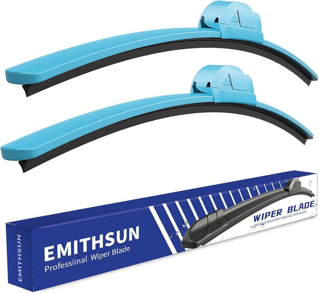 EMITHSUN OEM QUALITY 26" + 20" Premium All-Seasons Durable Stable And Quiet Blue Windshield Wiper Blades (Set of 2)