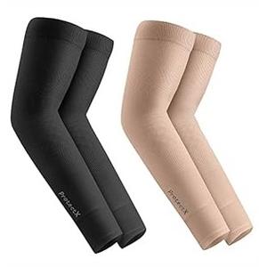 ProtectX 2 Pairs Sun Protection UV Cooling Arm Sleeves for Men Women, Breathable, Moisture-Wicking, Compression for Golf, Cycling, Football, Sports, Outdoor activities