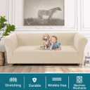 Turquoize Stretch Chesterfield Sofa Covers for Living Room Soft Sofa Couch Covers for 3 Cushion Couch Non-Slip Sofa Slipcover for Dogs Furniture Protector Feature Jacquard Fabric(Sofa, Biscotti Beige)
