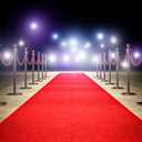 Red Aisle Runner - Professional-Grade Nylon, Includes Tape Double-Sided Adhesive - Disposable Scroll Pattern Runner Great for Indoor Events or Weddings, Prom, Hollywood Parties