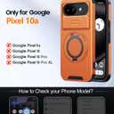 JAME for Google Pixel 10A Case, Ring Holder Stand Kickstand, Slide Camera Cover with Screen Protector, Dual-Layer Shockproof Protective, Magnetic Accessory Friendly Google Pixel 10a Phone Case, Orange