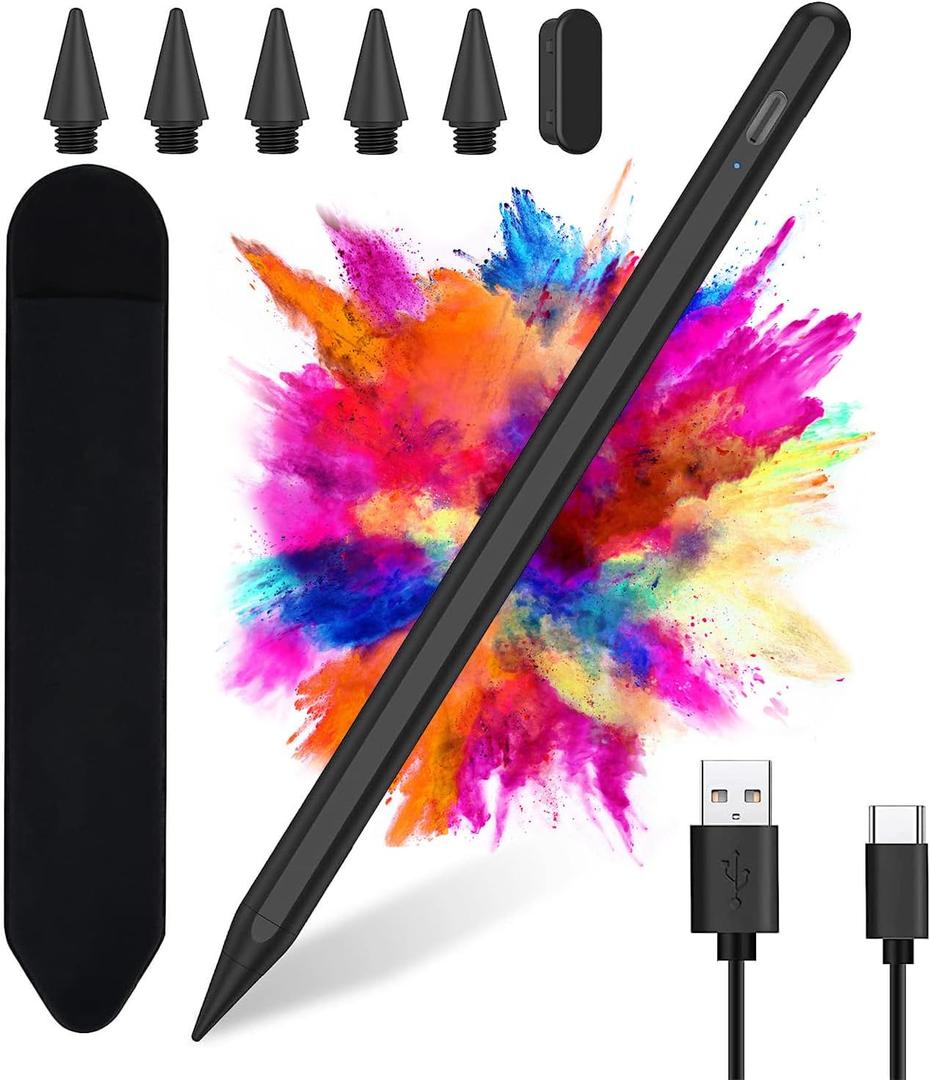 Stylus Pen for iPad 9th&10th Generation, Fast Charge for iPad Pencil, Stylus Pen with Palm Rejection, Pen for iPad Pro 11/12.9 inch(2018-2023), iPad Mini 5/6/Air 3/4/5, iPad 6/7/8/9/10 (Black)