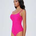 SUUKSESS Women One Piece Tummy Control Swimsuit Crisscross Backless Bathing Suit (Pink, S)