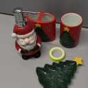 RQYIXI Merry Christmas Bathroom Accessories Set 4 Pieces Toothbrush Holder Soap Dispenser Ceramic Bathroom Accessory Set Contain Toothbrush Cup Soap Dish Tumbler