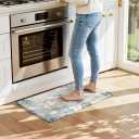 LEEVAN Kitchen Mats Cushioned Anti Fatigue Blue,Non Slip Waterproof Thick Kitchen Mats for Floor,Memory Foam Comfort Abstract Modern Kitchen Floor Mat for Sink,Laundry,Home,Office,Desk(20"x31")